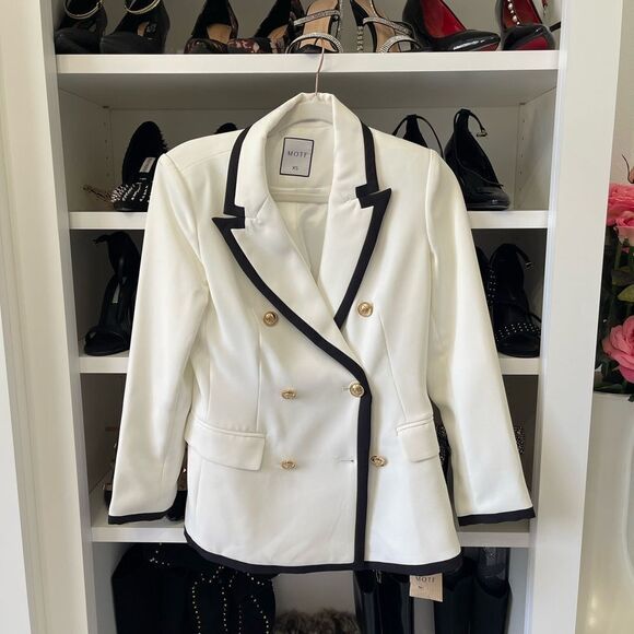 NEW CONTRAST BINDING DOUBLE BREASTED BLAZER - Picture 11 of 14